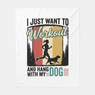 Träna Med Min Hund Vintage Löpning T-Shirt Design_ Fleecefilt