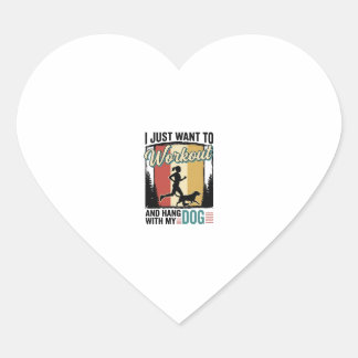 Träna Med Min Hund Vintage Löpning T-Shirt Design_ Hjärtformat Klistermärke