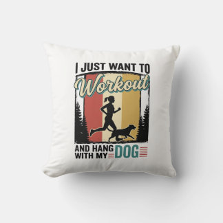 Träna Med Min Hund Vintage Löpning T-Shirt Design_ Kudde