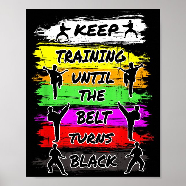 Träna Tills Bältet Blir Svart Retro Poster (Framsidan)