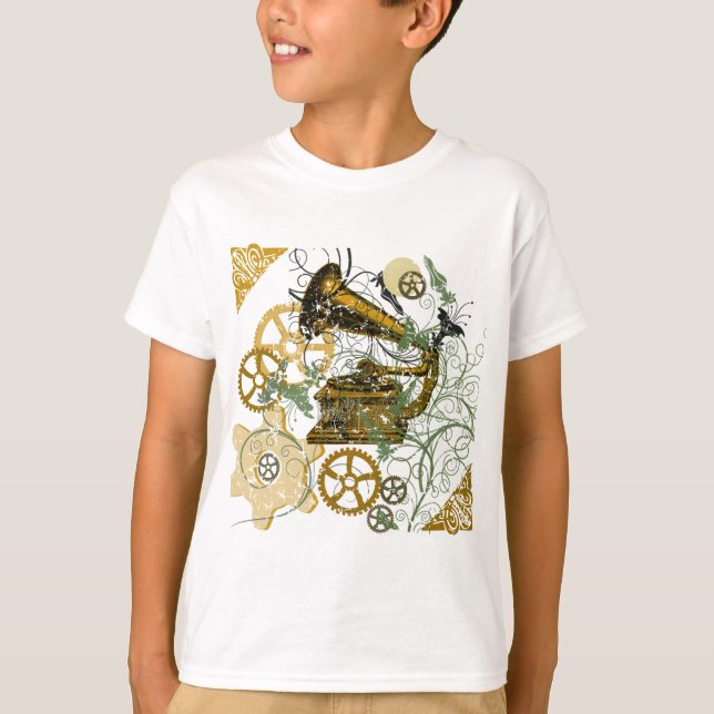 Tränad stil Steampunk design T-shirt (Framsida)