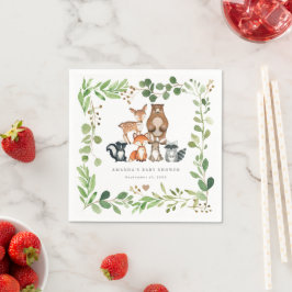 Tränappar för baby shower-fest med skogslevande dj pappersservett