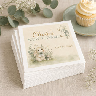 Tränappar för skogs-kanin baby shower pappersservett