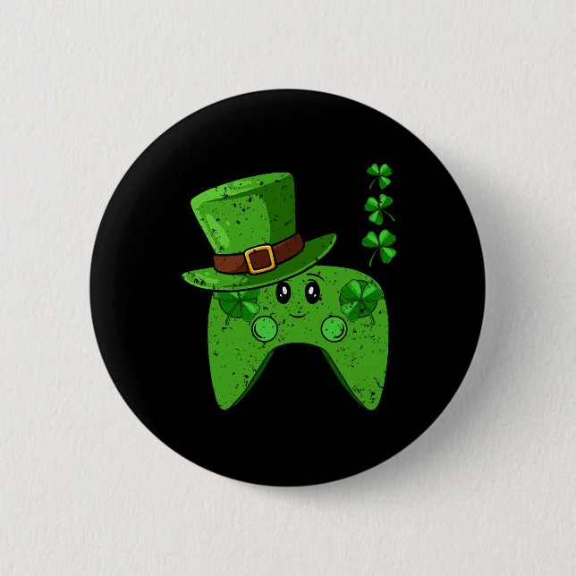 Tränare Shamrock St patricks day Gaming Gamer Knapp (Framsida)