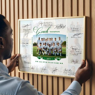 Tränarens uppskattningscollage fotbollslag signatu poster