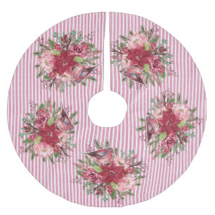 Tranbärsblommig randig prickig julstjärna blommig julgransmatta borstad polyester