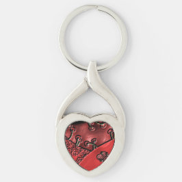Tranbärsmarknad twisted heart silverfärgad nyckelring