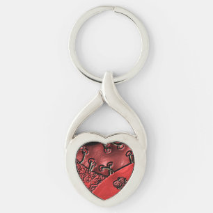 Tranbärsmarknad twisted heart silverfärgad nyckelring