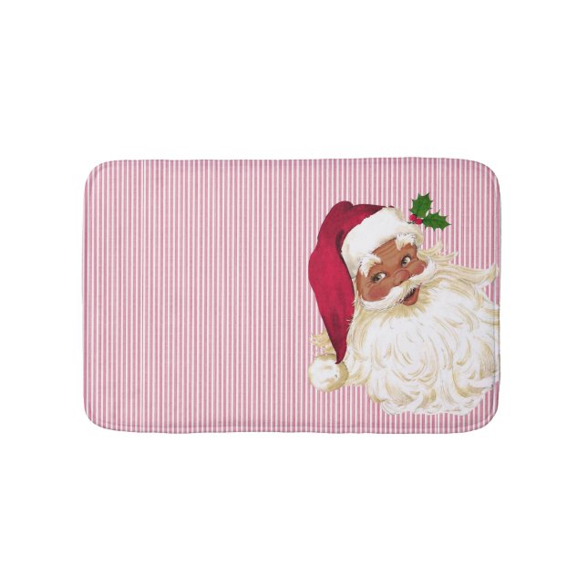 Tranbärsrandig svart jultomte badrumsmatta (Framsidan)
