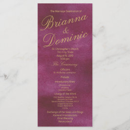 Tranberry och Guld Watercolor Bröllop Program