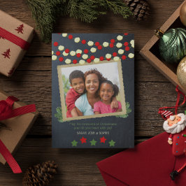 Tranberry och Popcorn Rustic Photo- jul Julkort