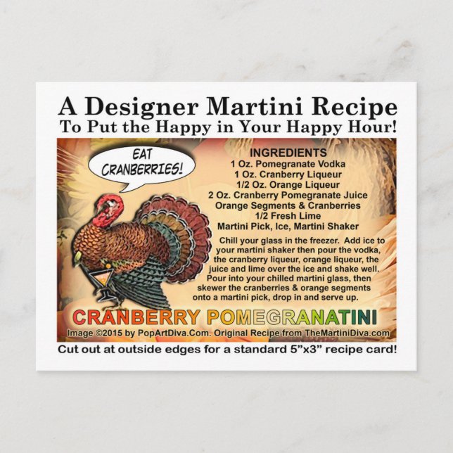 Tranberry PomegranateThanksgiving Cocktail Recipe Helg Vykort (Framsida)