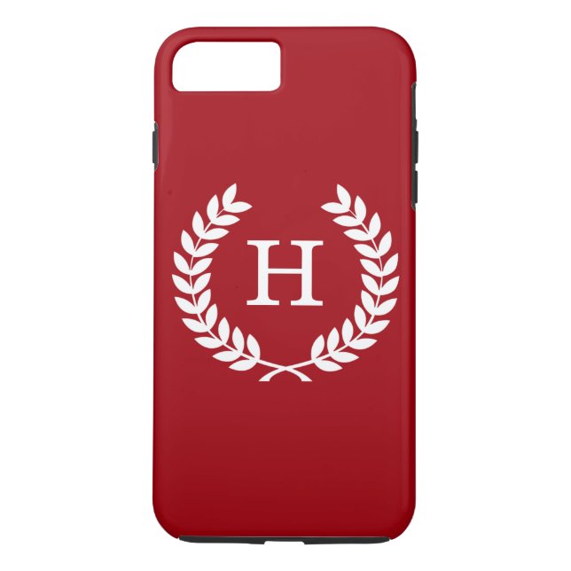 Tranberry Wheat Laurel Wand Initial Monogram Case-Mate iPhone Skal (Baksida)