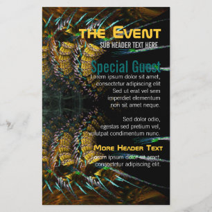Trance Fractal Guld Feathers Party Flyers