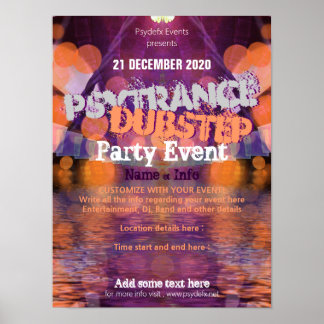 Trance lila orange poolparty event flygblad affisc poster