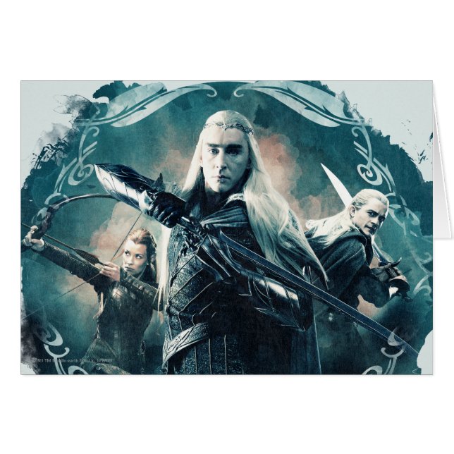 Tranduil, TAURIEL™ och LEGOLAS GREENLEAF™-grafik Hälsningskort (Framsidan Horizontal)