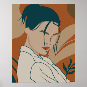 trandy mode potrait med boho färg poster