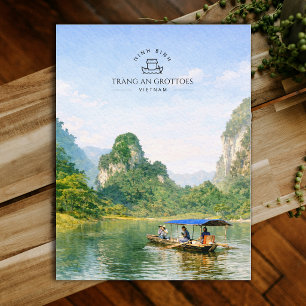 Tràng An-grottor, Vietnam, Ninh Binh Akvarell Vykort