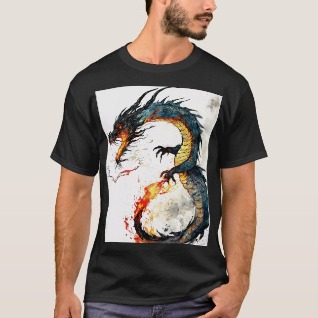 Träning Oriental Dragon Sticker Design T Shirt (Framsida)