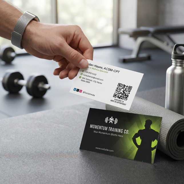 Tränings Fitness Coach | Svart Vitt Streckkod Visitkort (Skapare uppladdad)