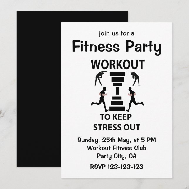 Träningsfest för hälsa och fitness inbjudningar (Fram/baksida)