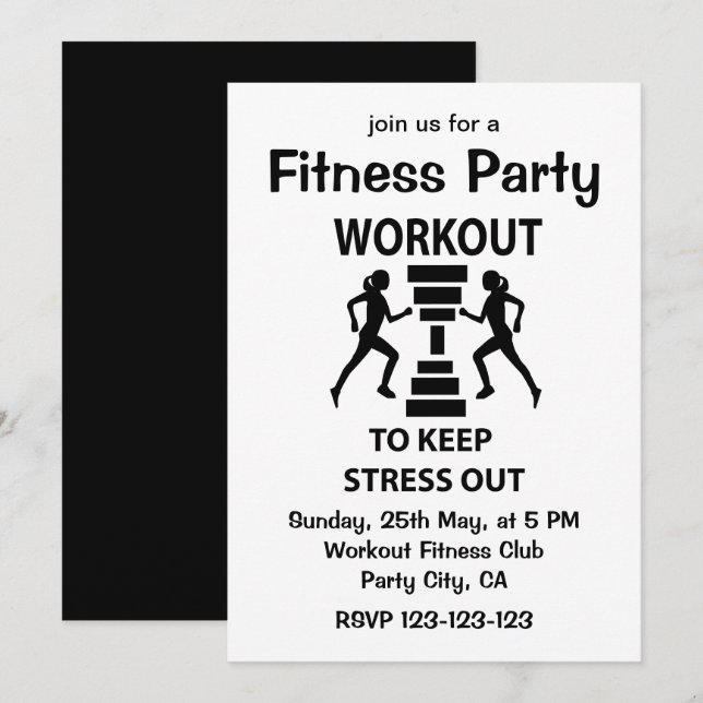Träningsfest för hälsa och fitness inbjudningar (Fram/baksida)