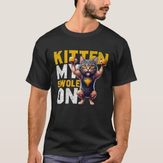 Träningskitten Min Swole På Tränings Retro Katt    T Shirt