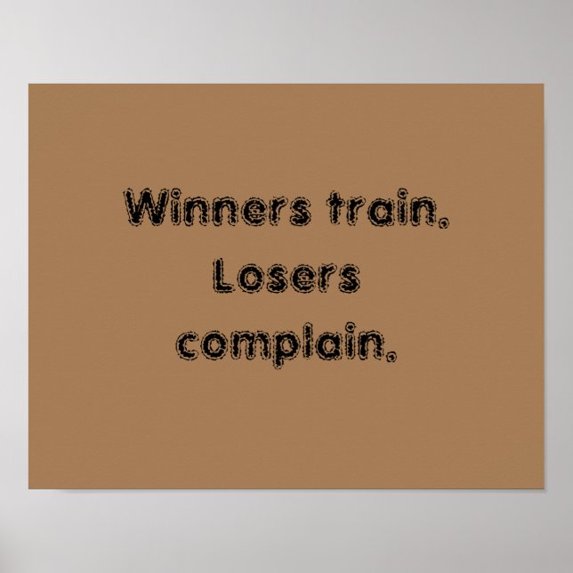 Träningsmotivation citat och ljust brunt affisch (Framsidan)