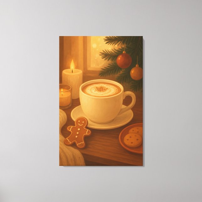 Träningstryck av mysig julkaffe på sträckt canvas (Framsida)