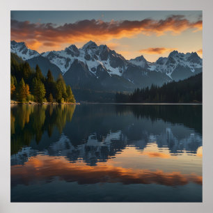Tranquil Alpine Ligcape vid Soluppgång Poster
