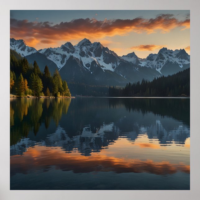 Tranquil Alpine Ligcape vid Soluppgång Poster (Framsidan)