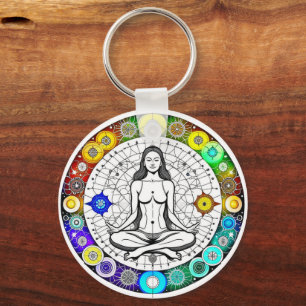 Tranquil and Serene Peacval Meditation Nyckelring