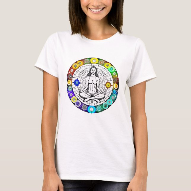 Tranquil and Serene Peacval Meditation T Shirt (Framsida)