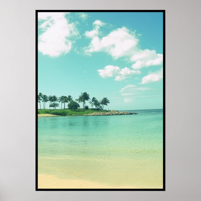 Tranquil and Serene Turcoise Beach in Hawaii Poster (Framsidan)