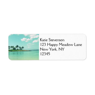 Tranquil and Serene Turcoise Beach in Hawaii Returadress Etikett