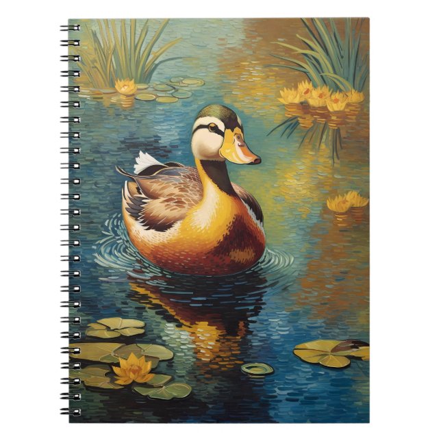 Tranquil Anka på en dammkonst Anteckningsbok (Framsidan)