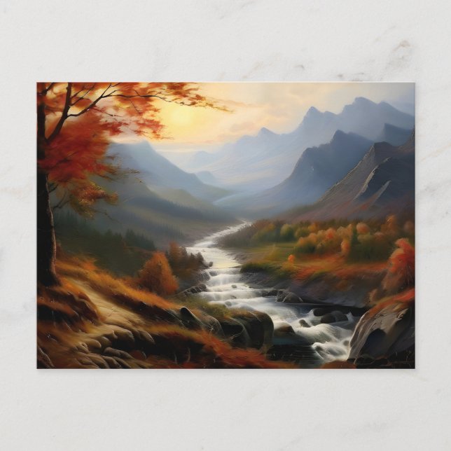 Tranquil Autumn Mountain Stream Vykort (Framsida)
