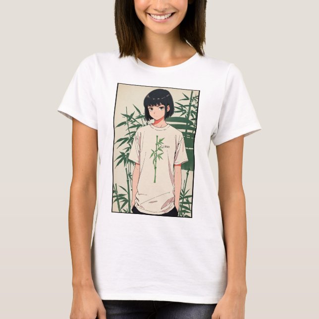 Tranquil Bamboo Stalk T-shirt (Framsida)