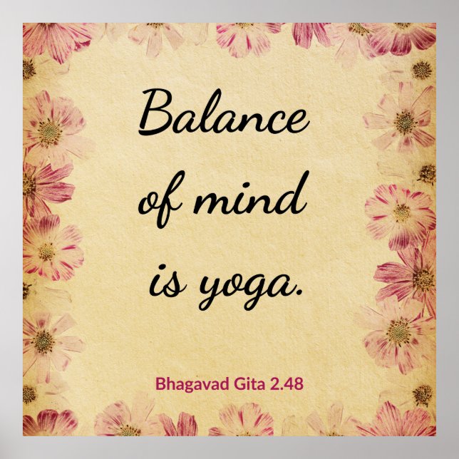 Tranquil Beige Pink Gita Balance Yoga Floral Print Poster (Framsidan)