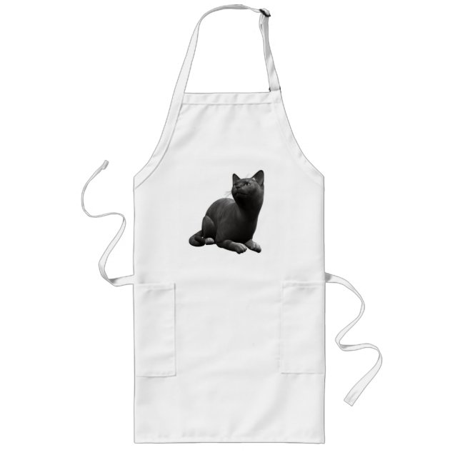 Tranquil Black Cat Apron Långt Förkläde (Framsidan)