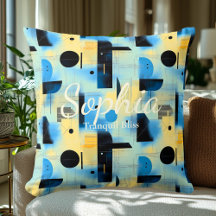 Tranquil Bliss - Blue & Cream Geometric Accent