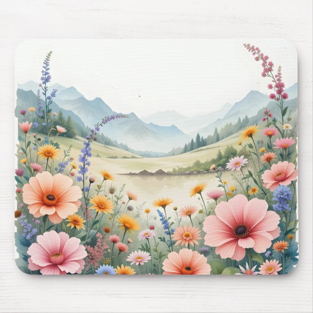 Tranquil Blommigt Meadow Musmatta (Framsidan)