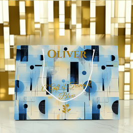Tranquil Blue Geometric Contemporary Gift Bag