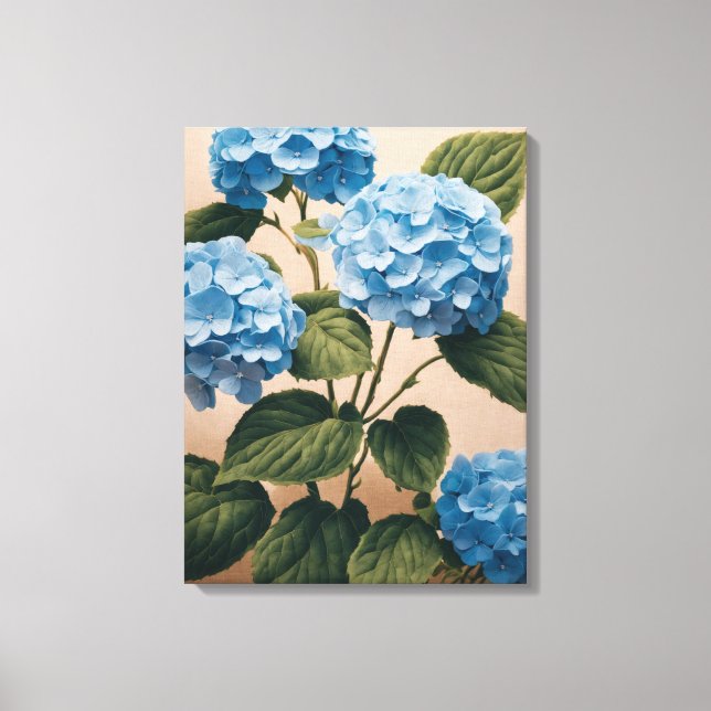 Tranquil Blue Hydrangeas Painting Canvastryck (Framsida)