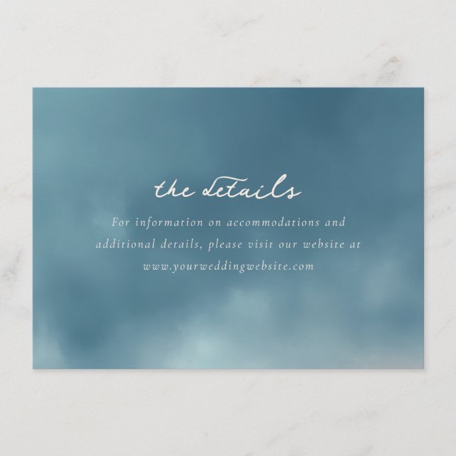 Tranquil Blue Minimalist Wedding Details Card Tilläggskort (Framsida)