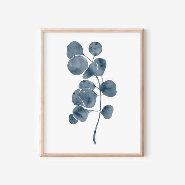 Tranquil Blue Watercolor Eucalyptus Branch Art Poster (Skapare uppladdad)