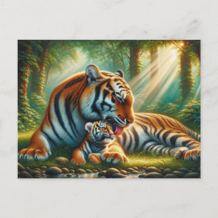 Tranquil Bonding in the Jungle Painting Vykort