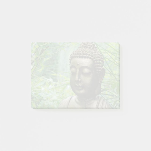 Tranquil Buddha Statue i en Grönt i Lush Post-it Block (Framsida)