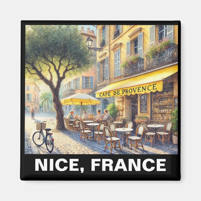 Tranquil Cafe i Nice Frankrike Mugg Magnet (Framsidan)