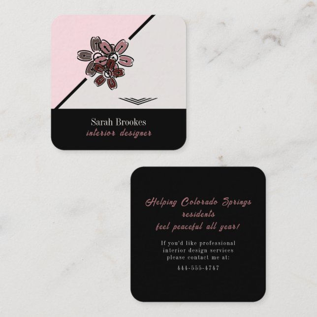 Tranquil Cherry Blossom Business Card Fyrkantigt Visitkort (Fram/baksida)